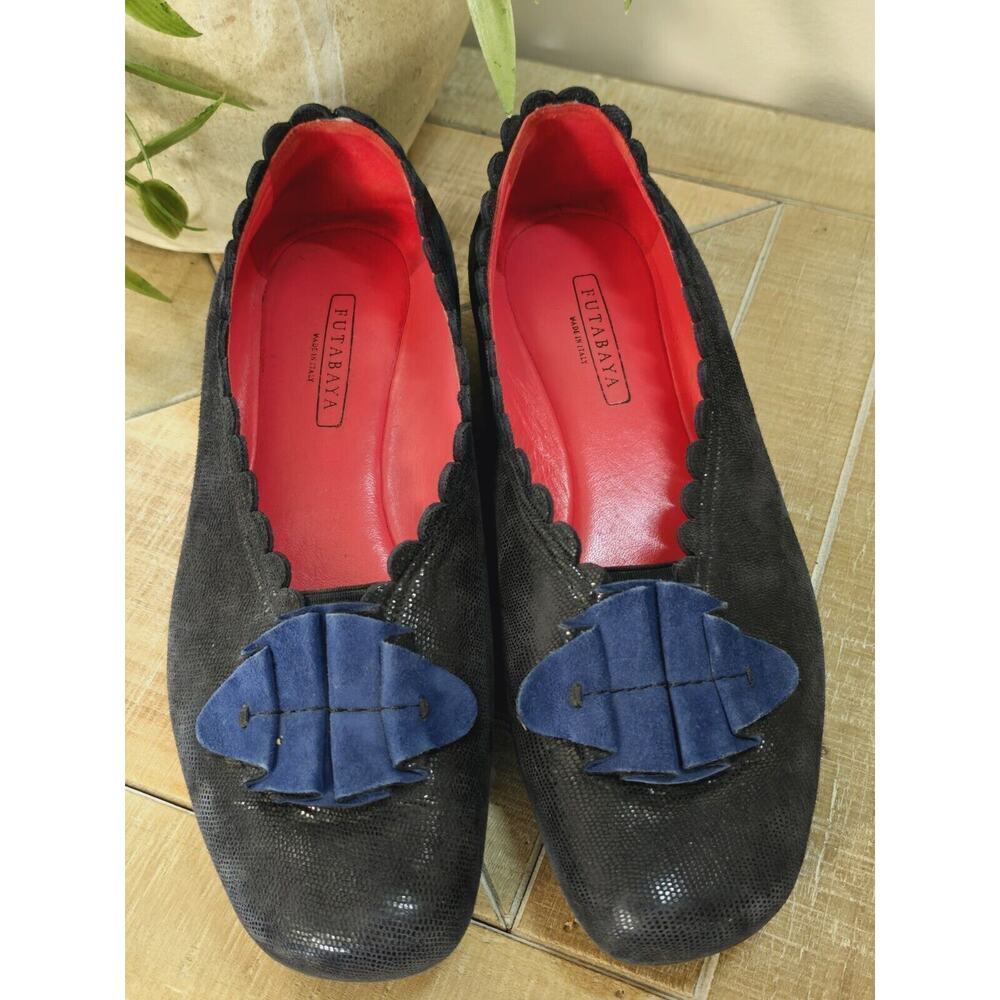 FUTABAYA LEATHER SLIP ON WOMENS US 7.5 EU 38 UNIQUE MADE IN ITALY RARE